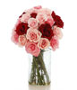 2 Dozen of Red and Pink Roses in a glass Vase 