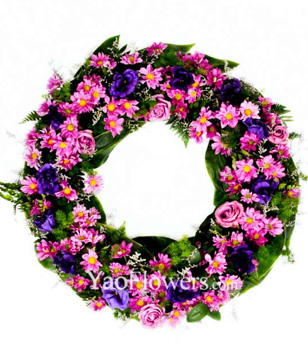 Wreath With Purple Flowers 