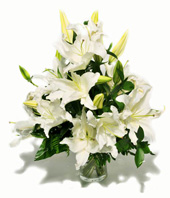 Hand Bouquet Of White Lilies 