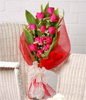 12 Red Roses In Red Netting 