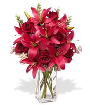6 x Long Stem Roses,4 x Asiatic Lily Stems