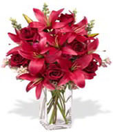6 x Long Stem Roses,4 x Asiatic Lily Stems