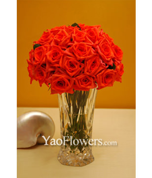 Two Dozen Red Roses With a Vase