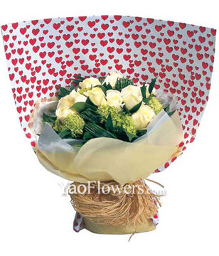 12 White Rose, Snow Ball, Bear Grass, Greens
