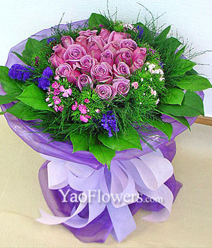 24 Purple Roses