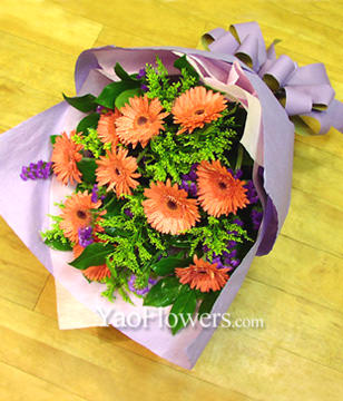 12 Orange Gerbera Daisies