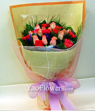 12 Red Carnations,10 Pink Roses