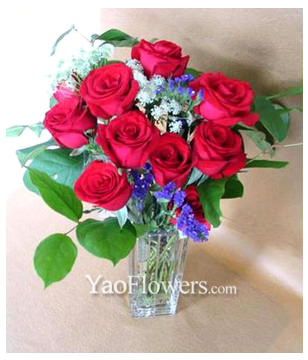 12 Red Roses With a Vase