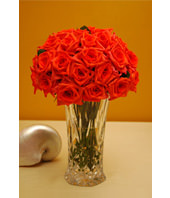 Two Dozen Red Roses With a Vase