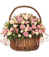 Basket of Mini-Rose,56 Roses