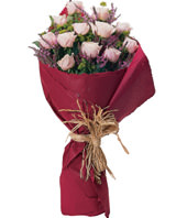 12 Pink Rose, Limonium & Bupleurum 