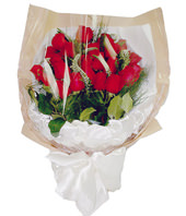 24 Red Roses, Veronica & Greens
