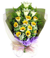 11 Gerberas and 2 Lilies