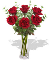 6 Red Roses With a Vase