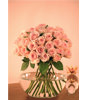 Two Dozen Pink Roses With a Vase