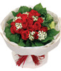 18 Red Rose, Euphorbia Marginata, Iris Leaves