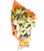 5 White Lilies, Eustoma & Green