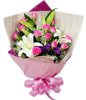 12 Pink Roses,2 Lilies