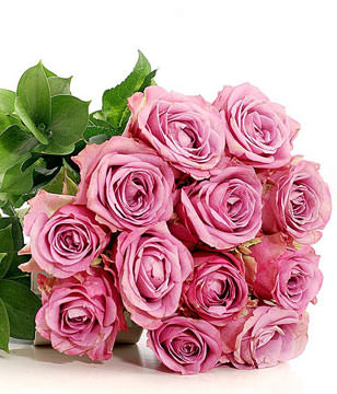 Hand Bouquet of 12 Purple Roses