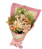 5 pink roses, 4 lilies