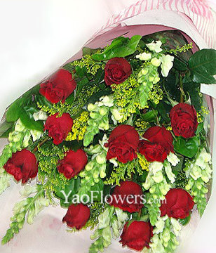 12 Red roses with A class