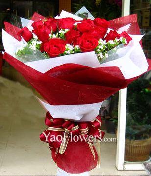18 Red roses with A class