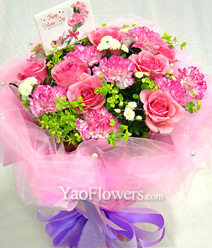 7 Carnations,7 Tiantic roses