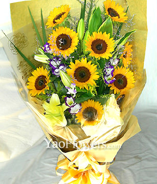10 Sunflowers,Yellow lilium