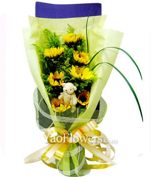 7 Sunflowers,A bear