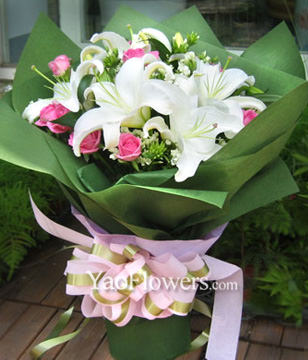 5 Lilium,10 Pink roses