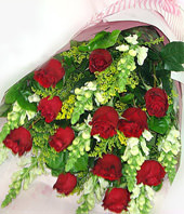 12 Red roses with A class