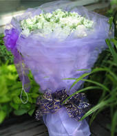50 White roses with A class