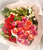 29 Carnations with Top class,11 Pink roses