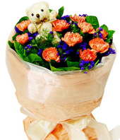 10 Carnations,A bear