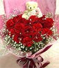 10 Red Carnations,8 Red Roses and A bear