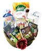 assortment of the gourmet tea and sweets in a basket