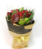 5 Red roses,Green Ping Pong Ju and with floral