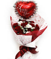 12 Red roses,ballons