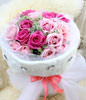15 Purple Roses,9 Pink roses,white materia dotted