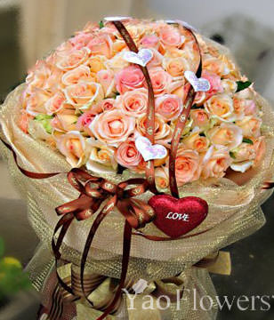 100 champagne roses,Love you forever