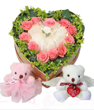 11 Diana Roses,1 Pair of Bear