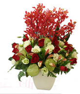 Throughout the ages blue, red rose, narcissus lily, green platicodon grandiflorum, Tang cotton and kapok
