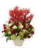 Throughout the ages blue, red rose, narcissus lily, green platicodon grandiflorum, Tang cotton and kapok