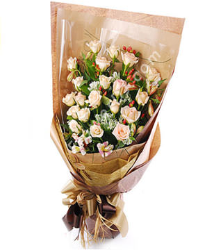 20 champagne roses, pink perfume roses