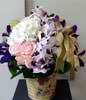hydrangeas ,12pink roses and vandas