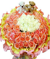 80Champagne Rose,21 White Roses,a pair of bear