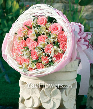 24 Pink roses