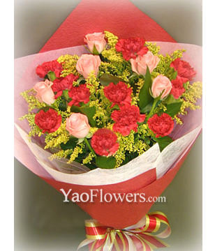 11 Carnations and 6 roses