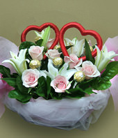 8 roses,3 Lilium, Cholocates
