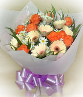 6 Gerbera Daisies,9 red roses